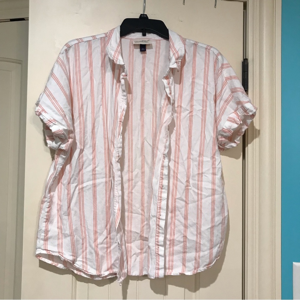 Pink and White Striped Top XL